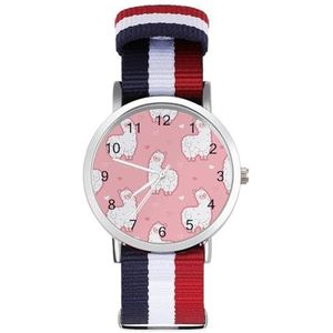 Wit Pluizige Alpaca Automatisch Horloge Voor Mannen Vrouwen Mode Quartz Horloge Armband Polshorloge voor Thuiskantoor