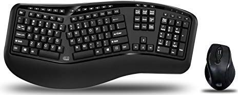 Adesso Wireless ergonomic keyboard and laser mouse