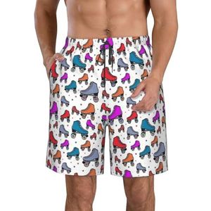 PHTZEZFC Rolschaatsen, kleurrijke print, strandshorts voor heren, zomershorts met sneldrogende technologie, lichtgewicht en casual, Wit, XL