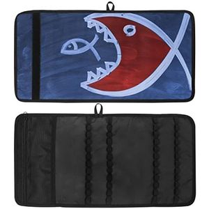 Potlood Wrap, Reizen Tekening Kleurpotlood Roll Organizer voor Artiest, Potloden Pouch Case Fish Big Small Blue