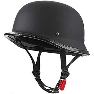 Vintage Duitse stijl motorhelm, volwassenen retro open helmen DOT goedgekeurde mannen en vrouwen Skull Cap halve helm voor scooter Street Cruiser bromfiets Chopper Decoration