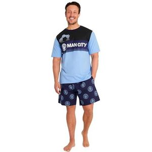 MANCHESTER CITY F.C. herenpyjama, korte pyjamaset, nachtkleding, zomerloungeset, nachtkleding, Jammies, voetbalcadeaus voor mannen, Blauw/marine, S