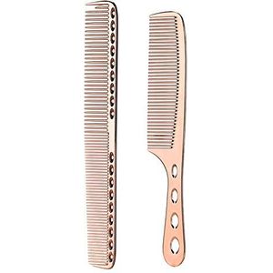 2 stks Rvs Haar Kammen Anti Statische Styling Kam Kappers Kappers Kammen (Rose Gold)