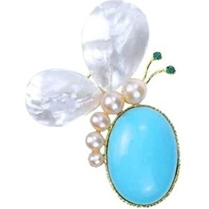 Pinnen voor rugzakken Brooch Brooches Shell Butterfly Brooch Female High-end Pearl Pin Texture Turquoise Delicate Accessories Brooch Pins Fashion Decoration