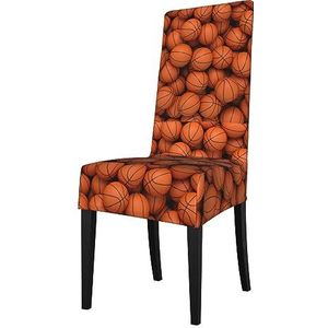 KemEng Oranje basketbalbal, stoelhoezen, stoelbeschermer, stretch eetkamerstoelhoes, stoelhoes voor stoelen
