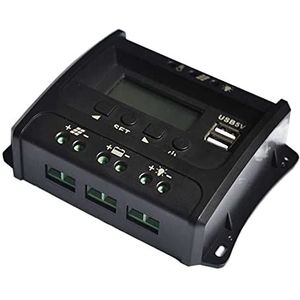 Zonne-laadregelaar, 12V 24V 10A ZONDAGLAAR- EN BEWEGER CONTROLLER PWM Zonne -laadcontroller met USB En LCD Display controller