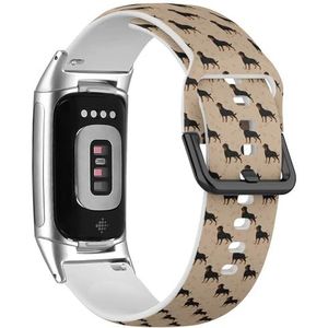 RYANUKA Zachte sportband compatibel met Fitbit Charge 5 / Fitbit Charge 6 (hond Rottweiler kleurrijke voet) siliconen armband accessoire, Siliconen, Geen edelsteen