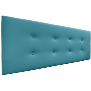 DHOME Aqualine Pro Hoofdbord van kunstleer of stof, met 2 rijen knopen, gevoerd hoofdeinde, luxe bed (150/160 cm, bedden 150/160), kunstleer, turquoise