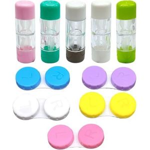 HDGSAFD 5-delige dubbelzijdige transparante contactlenzenhouder en 5-delige gekleurde contactlenzenhouder, draagbare contactlenzen-opbergdoos, accessoires voor contactlenzen, grijs, Eén maat, modern