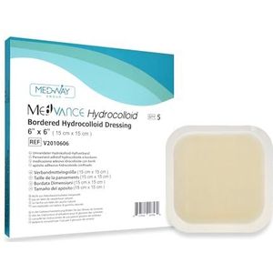 MedVance TM Hydrocolloid – Bordered Hydrocolloid Adhesive Dressing, 15 cm x 15 cm Box of 5 DRESSINGS