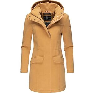 MARIKOO Leilaniaa Winterjas voor dames, warme wollen jas met capuchon, XS-XXL, camel, XXL