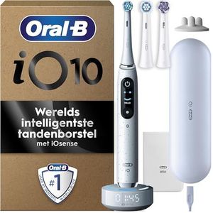 Oral-B iO 10 Wit Elektrische Tandenborstel, 3 Opzetborstels, 1 Oplaadreisetui, 1 Etui voor de oplader, iO Senses, 1 Opzetborstel houder