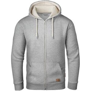 Grin&Bear GEC490 Capuchontrui voor heren, hoodie met fleece binnenzijde, Grijs gemêleerd 2, L