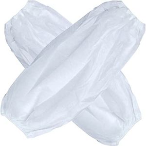 Wegwerp Arm Wegwerp Arm Mouwen Hoes 100 Stuks, Vlies Armbeschermhoes Blauw, Lichtgewicht Oversleeves voor Laboratorium Ziekenhuisklinieken Thuis (Color : White)