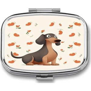 I Love My Dog Teckels Pillendoosje Pil Organizer Pil Case 2 Compartiment Geneeskunde Pil Organizer Kleine Pil Case Pil Container Pillenhouder Leuke Pillendoos Mini Pillendoosje