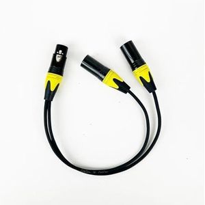 Professionele 3Pin XLR Vrouwelijke Jack Naar Dual 2 Mannelijke Plug Y Splitter Kabel Kleur XLR Adapter Snoer 0.3M 0.5M (Color : Yellow, Size : 0.3m)