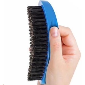 Medium Palm Wave Brush met Pure Black Boar Borstelharen - Voor mannen 360 golven op dun en normaal haar (blauw)