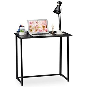 Relaxdays bureau inklapbaar, ruimtebesparend, home office of tienerkamer, 74,5x80x45cm, metalen frame, in het zwart