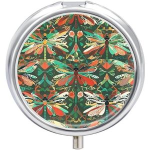 Dragonfly Pillendoos Waterdichte Draagbare Geneeskunde Pil Case Vochtbestendig Metalen Reizen Pillendoos met 3 Compartimenten Medicijnkoffer
