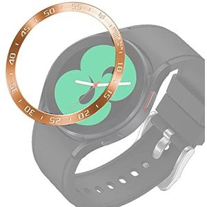 Watch Case BZN for Samsung Galaxy Watch4 Classic 46 mm Smart Watch stalen bezelring, een versie (Color : Rose Gold Ring White Letter)