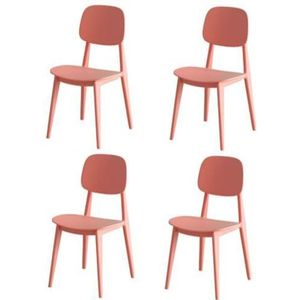 Kunststof tuinstoelen set van 4, stapelbare armloze stoelen met rugleuning, lounge eetkamerstoel voor hotel, restaurant, café, universiteit, vergadering en evenement 08