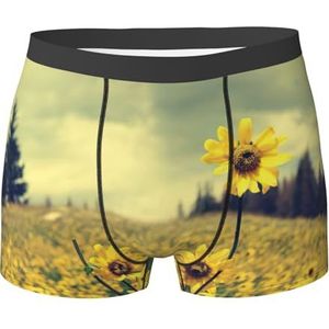 DEXNEL Heren ondergoed boxerslips zacht ademend ondergoed 1pack, zomer gele bloemen, Zwart, XXL