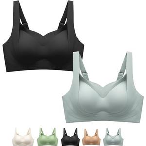 Ondersteunende, Draadloze Liftbeha, De Hele Dag Comfort, Geen Lekken, Vormgevend En Naadloos Ontwerp(Black+blue,XX-Large)