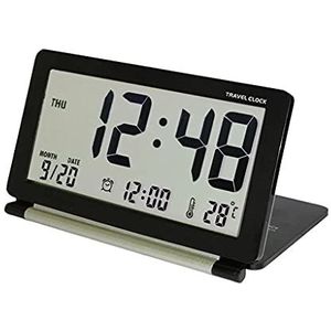 EDFCVG Reizen Klok Digitale Wekkers Stille Elektronische LCD Scherm Vouwen Bureau Horloge Temperatuur Datum Tijd Snooze Klok(Argento)