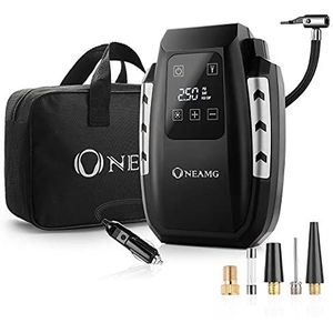 OneAmg 12 V luchtcompressor, auto-luchtpomp, compressor, banden, inflator, compressor, digitale draagbare compressor met bijgewerkte touchscreen-inflator, autobandenpomp, 150 psi met 3 meter (zilver)