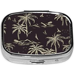 Palmboom Vierkante Pil Box, Pil Dispenser Box Kabeljauw Leverolie Doos Vitamine Pil Box