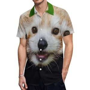 Kleine rode panda heren shirts met korte mouwen casual button-down tops T-shirts Hawaiiaanse strand T-shirts 4XL