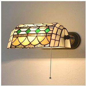 Klassieke Binnenwandlamp, Tiffany -Stijl Retro Wandlamp Lamp Leesside Slaapkamer Met 8,7 Inch Getinte Glazen Lampenkap Voor Woonkamer Loft