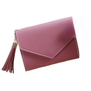 Dames schoudertasje clutch bag, dames kleine multi-pocket, dames pu lederen portemonnee, portemonnee polsbandjes(Color:DarkPink)