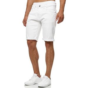 INDICODE Heren Caden Jeans Shorts | Jeans korte broek met 5 zakken Offwhite XL