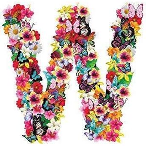 Muursticker voor kinderkamer met naam, voor meisjes en lezen, motief: bloemen en vlinders, vinyl, glanzend 30 CM