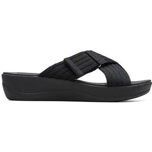 Clarks Arla Wave Slide Sandaal voor dames, Zwart textiel, 38 EU