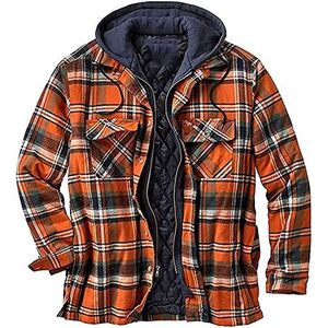 Heren Gewatteerde Shirts Houthakker Hooded Flanel Geruit Jas Dikke Gewatteerde Werkkleding Warme Thermische Fleece Bont Gevoerde Top Casual Jas (Color : C, Size : 3XL)