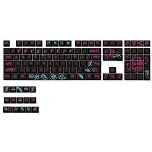 123 toetsen League of Legends Jinx thema toetsdoppen, compatibel met MX-schakelaars Cherry/Gateron/Kailh/Akko Switch, met sleuteltrekker. (6.25u spatiebalk) (Grappig)