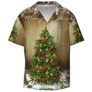 OdDdot Kerstboom Rode Ornamenten Print Mannen Button Down Shirt Korte Mouw Casual Shirt Voor Mannen Zomer Business Casual Jurk Shirt, Zwart, XXL