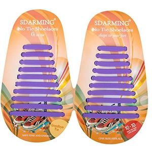 SDARMING Geen veters voor kinderen en volwassenen,Elastische siliconen schoenveters voor Trainers, waterdichte elastische bandloze hardloopschoenveters, Paars, Eén maat