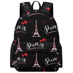 Paris Romantische Eiffeltoren Mini Rugzak Leuke Schoudertas Kleine Laptop Tas Reizen Dagrugzak voor Mannen Vrouwen
