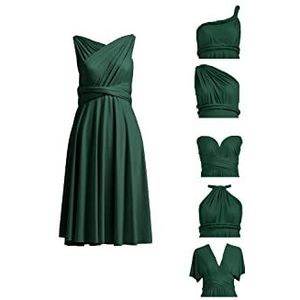 Korte Infinity Bruidsmeisjes Jurken Convertible Wrap Midi Multiway Jurk, Donker Groen, M