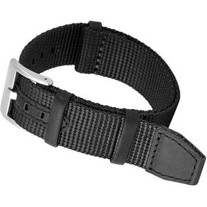 dayeer Nylon horlogebanden voor Hamilton H69439931 H69439411 Polsband Vrije tijd horlogeband (Color : Black Silver Clasp, Size : 22mm)