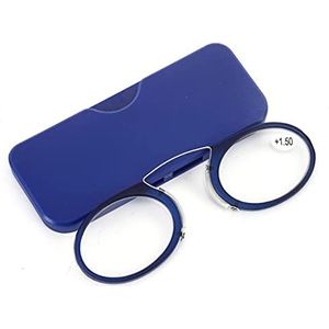Mannen Vrouwen Clip-On Neus Leesbril Neus Rustende Leesbril Mini Draagbare Pince-Nez Readers Bril voor Mannen en Vrouwen (Kleur: Blauw, Maat: +3.00)
