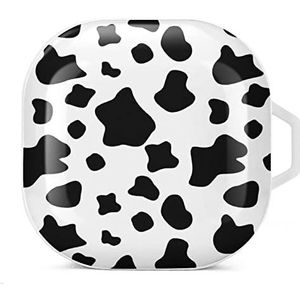 Koe print oordopjes hoesje compatibel met Samsung hard shell beschermhoes wit stijl