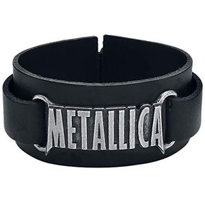Metallica Logo leren armband zwart, Leer, zonder steen
