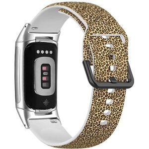 RYANUKA Zachte sportband compatibel met Fitbit Charge 5 / Fitbit Charge 6 (Leopard Cheetah Skin) siliconen armband accessoire, Siliconen, Geen edelsteen