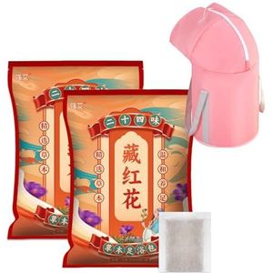 10-Pack Kruidenvoetbad Spa met Opvouwbare Foot Tub - Natuurlijke Plantenmix met Alsem & Saffraan, Ontspannend Aromatherapiebad voor Wellnessroutine Thuis(24 Ingredients Saffron,2bag)