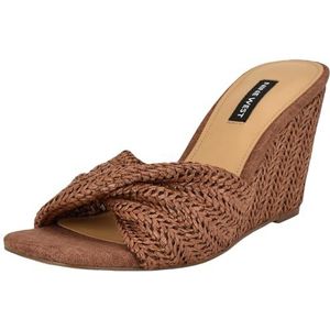 NINE WEST Nikhil sleehak sandalen voor dames, middenbruin 210, 41 EU