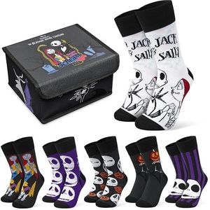Disney The Nightmare Before Christmas Kalfsokken, 6 stuks, cadeau voor haar, Zwart, 36.5-42 EU